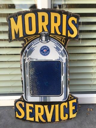 Rare 1920s Double Sided Morris Service Enamel Hanging Sign Pratts Castrol Powers