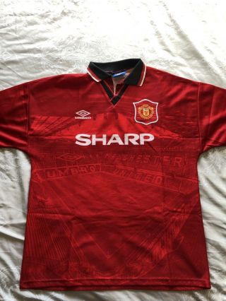 Vintage Manchester United Home Shirt 1992/1994 - Cantona 7 Printed On Back