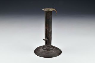 Early Wrought Tin Hogscraper Push Up Candlestick 18th / 19th Century 4