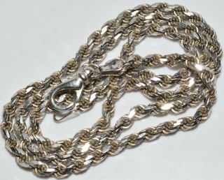14k 24.  5 Gram 20 " 3.  5mm Solid White Gold Diamond Cut Rope Chain Vtg.  Necklace.  M