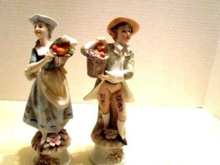 Vintage Norleans Porcelain Victorian Style Man And Woman Farmers Figures