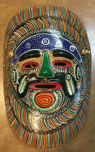 Native American Tribal Clay Pottery Face Mask Vibrant Colors Vintage?