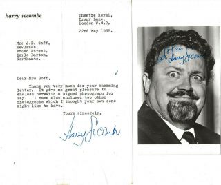 Harry Secombe.  The Goon Show Signed Photo,  Letter 1968