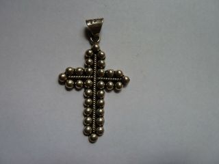 Vintage Taxco Sterling Silver Cross Large Pendant Taxco Mexico Sterling 16 Gram