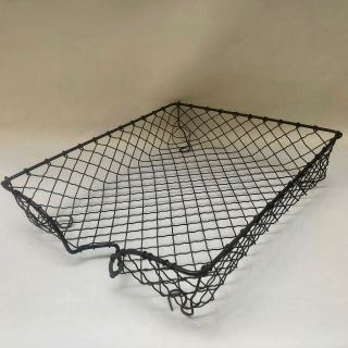 Vintage French Metal Wire Paper Tray Desk Tidy Home Office,  In Or Out Letter Tray
