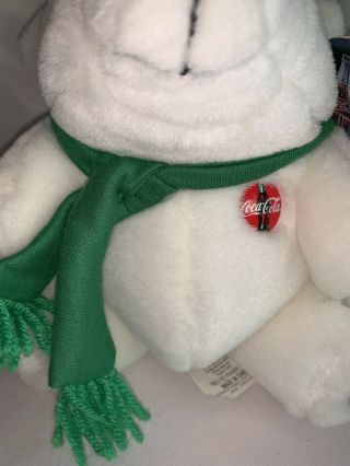 Coca Cola Coke Mini Plush Polar Bear w/ Holiday Green Scarf 6”Stuffed Animal NWT 3