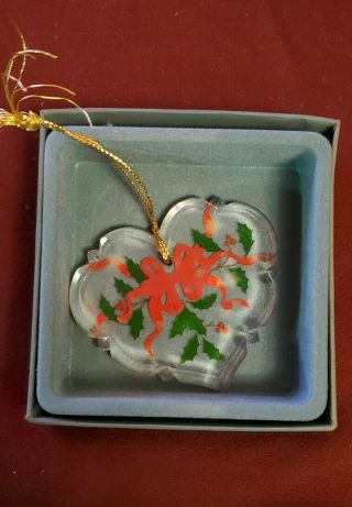 Vintage Lenox Christmas Holly Crystal Ornament