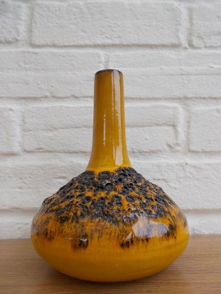 Kreutz Keramik Vintage 70s German Space Age Modernist Fat Lava Yellow 428 Vase