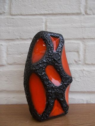 Roth Keramik Vintage 70s German Space Age Modernist Fat Lava Orange 309 Vase