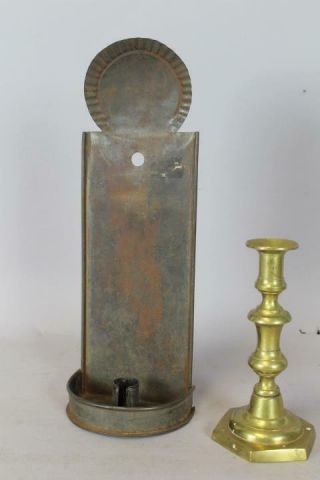 A Early 19th C Tin Candle Sconce In An Old Grungy Surface With Great Patina