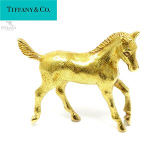 Nyjewel Tiffany & Co.  Vintage 18k Yellow Gold 3d Horse Pin Brooch