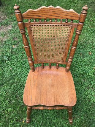 Tell City Tall Wicker Cane Back Oak Chair 1416 Tanbark