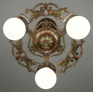 20 ' s ART DECO VIRDEN Antique Vintage Ceiling Light Fixture CHANDELIER 3