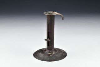 Early Wrought Tin Hogscraper Push Up Candlestick 18th / 19th Century 1
