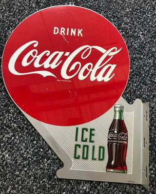 Dec 1951 Vintage Coca Cola double sided flange sign. 3