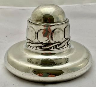 Rare Liberty & Co Tudric Art Nouveau Pewter Ink Well & Liner Archibald Knox 0164