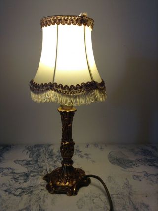 Vintage French Bronze Table Lamp - Bedside Light With Shade