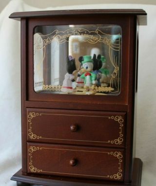 Disney Mickie Minnie Donald Duck Vintage Wooden 2 Drawer Jewelry Box (music)
