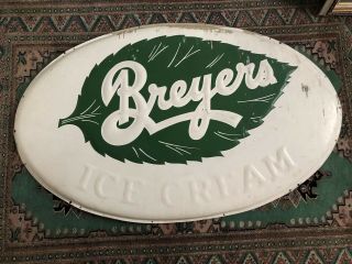 Vtg Antique 40s 50s Breyers Ice Cream Sign Large 50” Country Store Soda Fountain