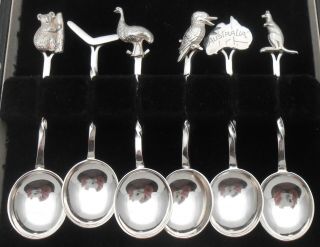 Sterling Silver Australian Souvenir Spoons - Cased - Saunders Sydney - Vintage