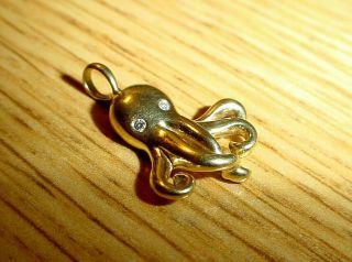 Tiffany & Co.  18k Solid Yellow Gold Diamond Octopus Charm Pendant