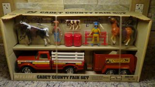Rare Nib 1980s Vintage Nylint 1140 County Fair Set Ford Truck Horse Cow Trailer