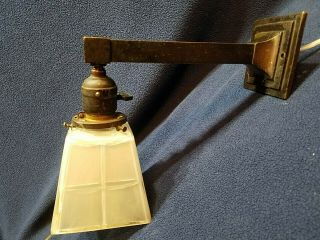 Antique Vintage Arts & Crafts Craftsman Sconce Light Fixture Shade Rewired