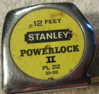 Vintage Stanley 12 Ft Powerlock Pl312 Tape Measure 33 - 212 Measuring Usa Rule