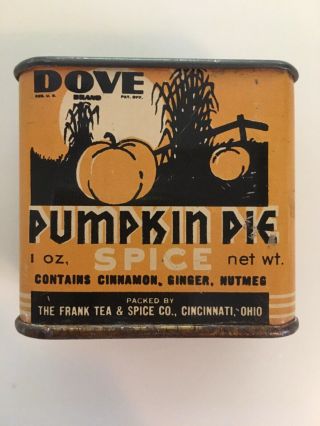 Vintage Dove Pumpkin Spice Tin With Fall Harvest Scene Halloween