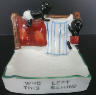 Vintage Black American Who Left This Behind Ashtray W/ 2 Babies Japan