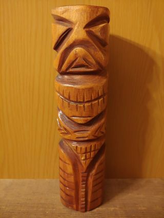 Tiki Vintage Hand Carved Wood Wooden Carving Totem Pole Statue Bora Bora