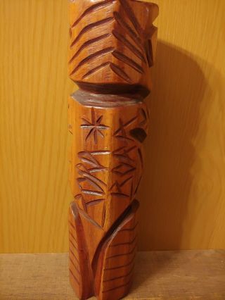 Tiki Vintage Hand Carved Wood Wooden Carving Totem Pole Statue Bora Bora 2