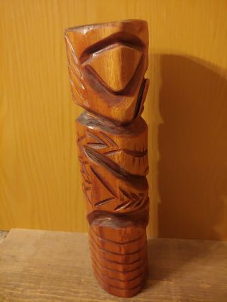 Tiki Vintage Hand Carved Wood Wooden Carving Totem Pole Statue Bora Bora 3