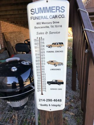 Vintage Thermometer Funeral Cars Texas 1970s Rare Find