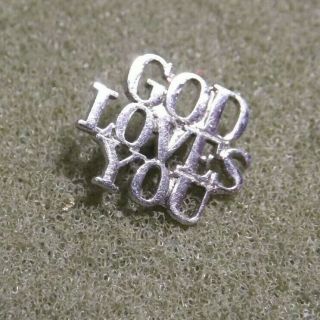 Vintage Tiffany & Co Sterling Silver " God Loves You " Tie Tack Lapel Pin