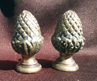 Lamp Finial Antique Vintage 2 Pineapple / Acorn Shape - Hollywood Regency Brass
