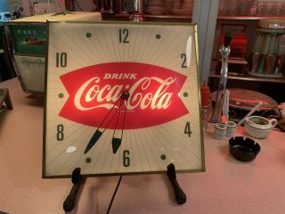 1960s Coca Cola Fishtail Lighted Pam Clock