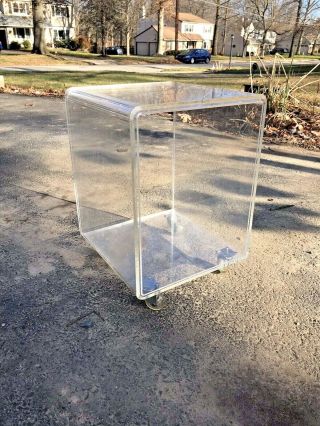 Mid Century Modern Lucite Storage Rolling End Tables Set Of 3