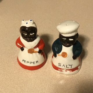 Vintage Black Americana African Man And Woman Salt And Pepper Shakers Japan