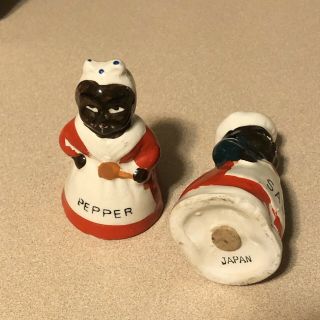 Vintage Black Americana African Man and Woman Salt and Pepper Shakers Japan 2