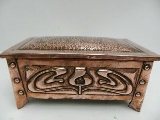 Antique Copper Arts & Crafts Box By J & F Pool Of Hayle Cornwall
