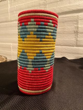 Vintage Hand Woven Southwest Native American Indian Basket Colorful
