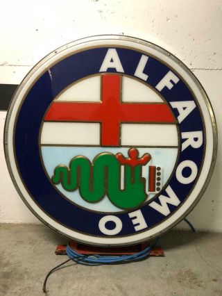 Alfa Romeo Lighted Sign Neon Service Vintage 1980s Dealership Logo