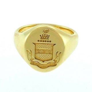 Victorian Tiffany & Co.  14k Yellow Gold Family Crest Signet Unisex Ring