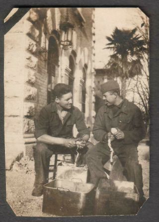 Wwi Photo Kp And Cook On The Job Potatoes Us Ambulance Service Section 573 Italy