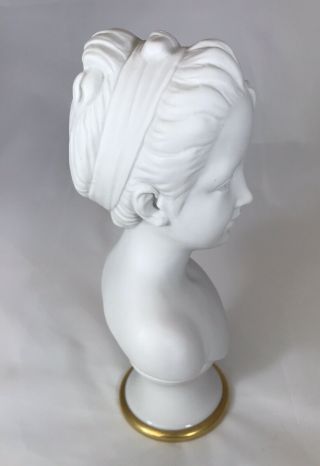 Vintage Lefton White Porcelain Bisque Victorian Girl Bust Statue 5533 2