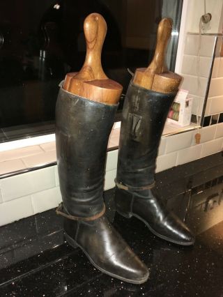 Vintage Leather Riding Boots & Wooden Trees