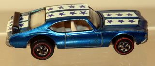 DTE 1971 HOT WHEELS REDLINE 6467 METALLIC BLUE OLDS 442 (REPLACED STICKERS) 2
