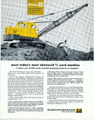 1961 P&h Crane Dragline Ad