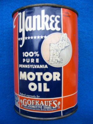 Vintage,  Extremely Rare,  Yankee,  Gofkaufs Automotive Stores,  Full Quart Oil Can